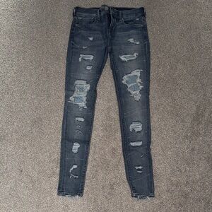 EXPRESS Dark Wash Distressed Women's Skinny Jeans